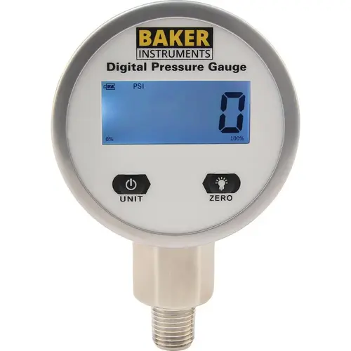 Baker Instruments B50100 Pressure Gauge: 0 to 100 psi, 1/4" MNPT, Bottom Mount
