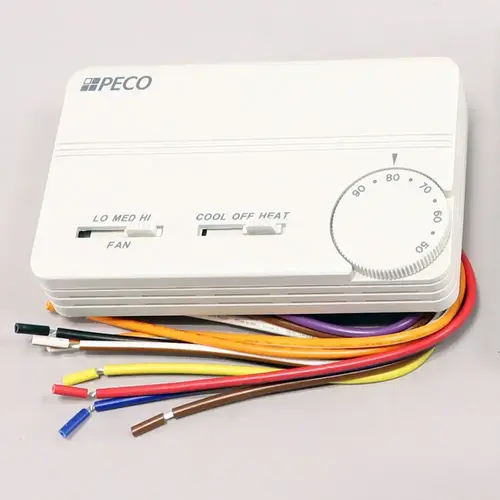 Peco Controls TA155-046 Peco Controls Electric Thermostat Manual Change Over 3 Speed Fan Heat Cool