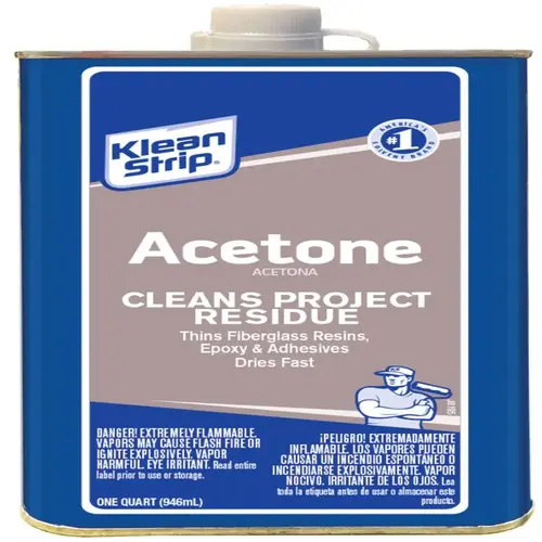 Acetone Thinner, Liquid, Characteristic Ketone, Sweet Pungent, Clear, 1 qt, Can - pack of 6