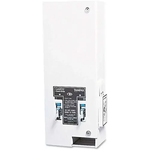 HOSPECO HOS125 Hospeco Dual Sanitary Napkin/tampon Dispenser, Coin, Metal, White