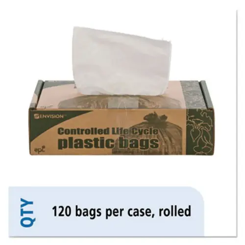 ENVISION STOG2430W70 Envision Stout Controlled Life Cycle Trash Garbage Bag, 13 Gal, White Box Of 120