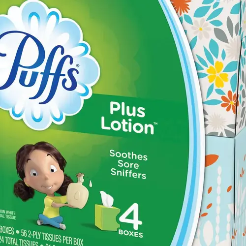 PUFFS PGC34899CT Puffs Plus Lotion Facial Tissue, White, 1-Ply, 56/box, Carton Of 1344