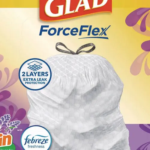 GLAD CLO78902BX Glad Odorshield Tall Kitchen Drawstring Bags, Lavender Breeze, 13 Gal, Box Of 80