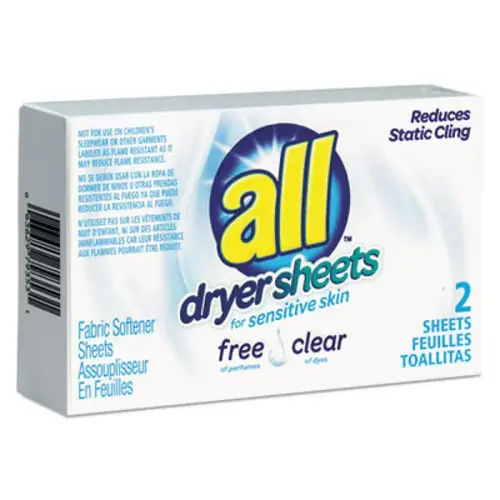 All VEN2979353 All All Free Clear Vend Pack Dryer Sheets, Carton Of 200