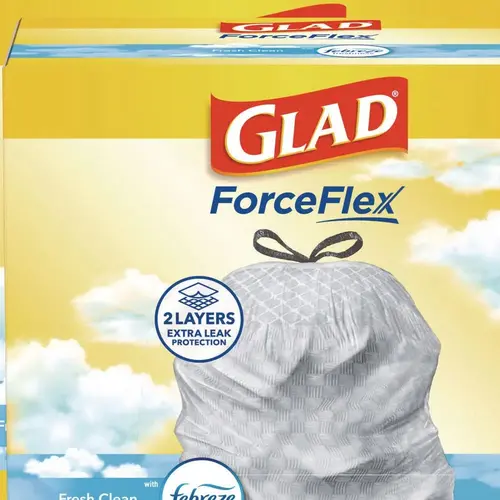 GLAD CLO78899 Glad OdorShield Kitchen Drawstring Bags, Fresh, 13 Gal, White, Carton Of 240
