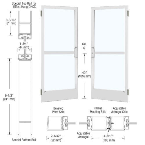 CRL-U.S. Aluminum CZ22452 White KYNAR Paint Custom Pair 72