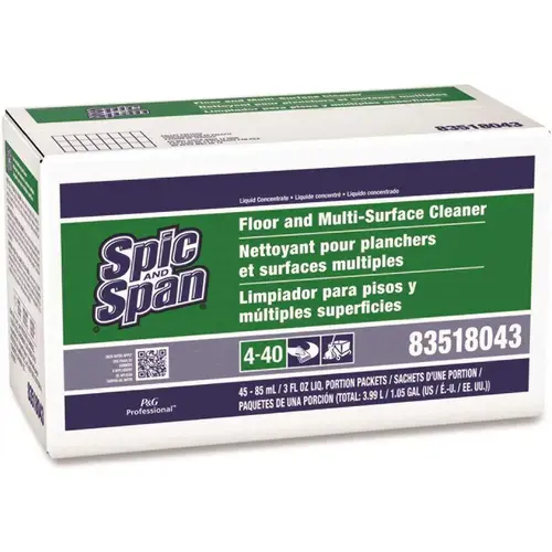 Spic and Span PGC02011 Spic And Span Liquid Floor Cleaner, 3 Oz Packet, Carton Of 45