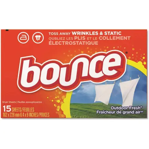 BOUNCE PGC95860CT Bounce Fabric Softener Sheets, Outdoor Fresh, 15/box, Carton Of 225