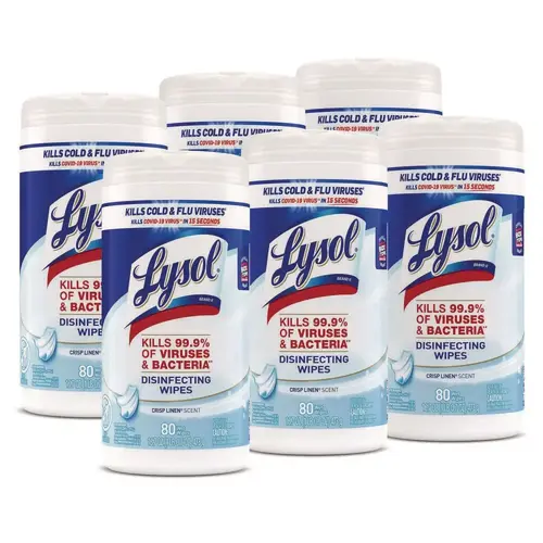 LYSOL RAC89346CT Lysol Brand Disinfecting Wipes, Crisp Linen Scent, 80/canister, Carton Of 6