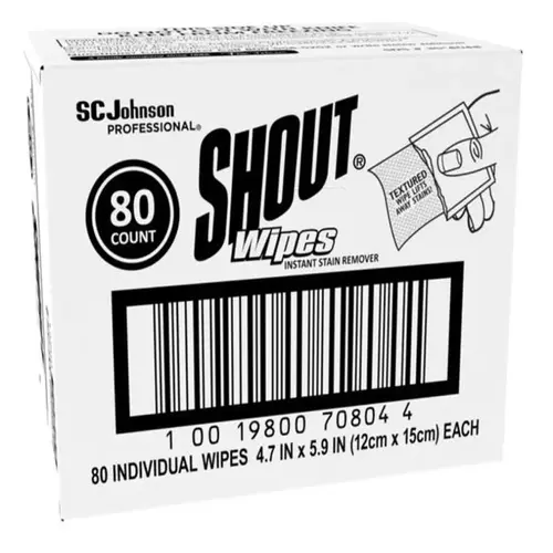 SHOUT SJN686661 Shout Wipe & Go Instant Stain Remover, 4.7 X 5.9, Carton Of 80