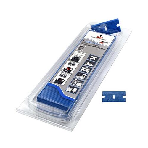 Brixwell 59-187p Blue Plastic Razor Blades Easy Removal Of Adhesives Calcium Glue Tar & Wax 100 In A Pack