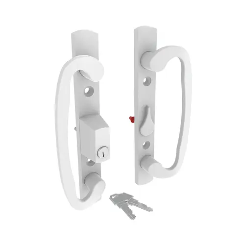 Brixwell 13-245WK Patio Door Handle Keyed Offset Latch White Finish