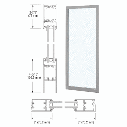 Class I Clear Anodized Custom Blank Single Series 250T Narrow Stile Offset Hung Thermal Entrance Door - No Prep