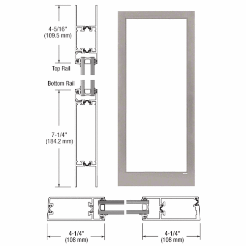 Class I Clear Anodized Custom Blank Single Series 400T Thermal Medium Stile Offset Hung Entrance Door- No Prep