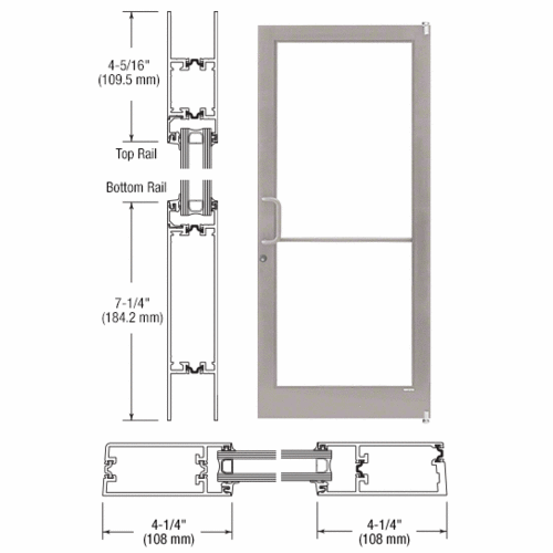Class I Clear Anodized Custom Single Series 400T Thermal Medium Stile Offset Pivot Entrance Door for Surface Mount Door Closer
