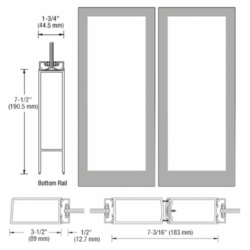 Class I Clear Anodized Custom Blank Pair of Doors Series 400 Medium Stile Offset Hung-No Prep