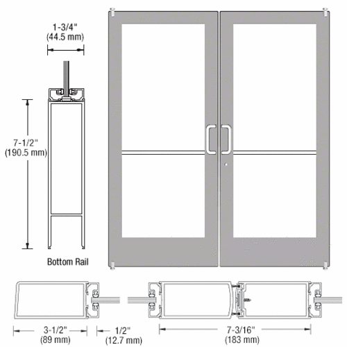 Class I Clear Anodized Custom Pair Series 400 Medium Stile Offset Pivot Entrance Doors for Surface Mount Door Closers