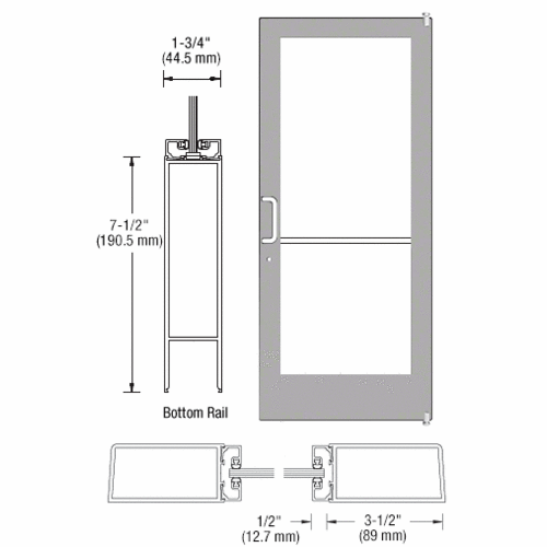 Class I Clear Anodized Custom Single Series 400 Medium Stile Offset Pivot Entrance Door for Surface Mount Door Closer