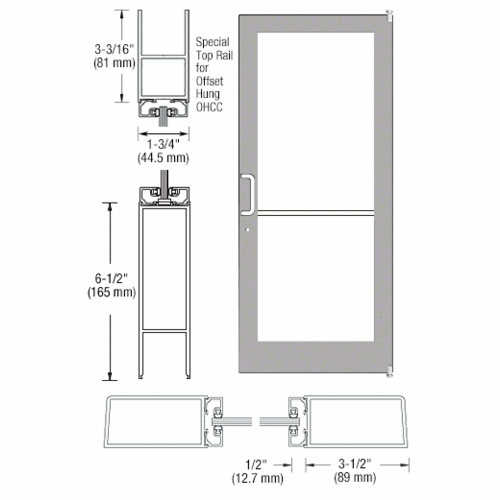 Class I Clear Anodized Custom Single Series 400 Medium Stile Offset Pivot Entrance Door for Overhead Concealed Door Closer