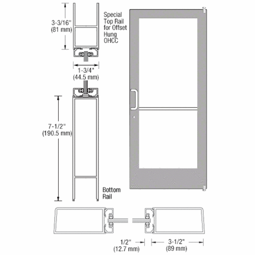 Class I Clear Anodized Custom Single Series 400 Medium Stile Offset Pivot Entrance Door for Overhead Concealed Door Closer