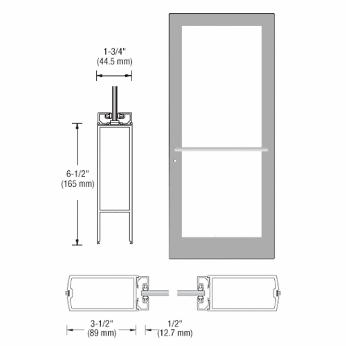 CRL-U.S. Aluminum DC41711 Clear Anodized Custom Single Series 400 Medium Stile Center Pivot Entrance Door for Overhead Concealed Door Closer