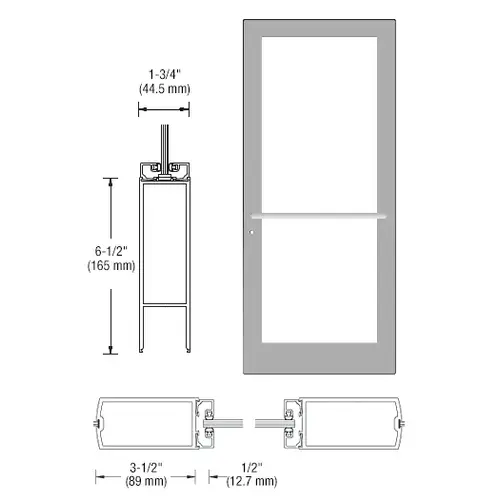 CRL-U.S. Aluminum DC41711 Clear Anodized Custom Single Series 400 Medium Stile Center Pivot Entrance Door for Overhead Concealed Door Closer