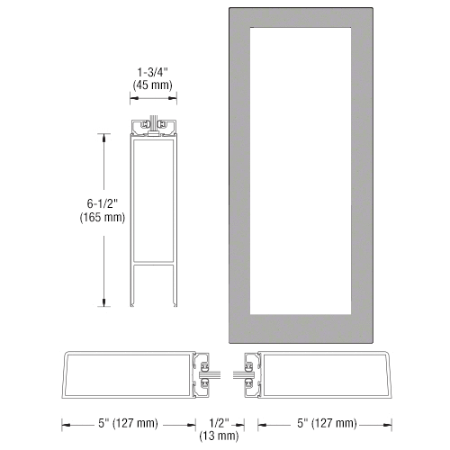 Class I Clear Anodized Custom Size Single Blank 550 Wide Offset Hung Entrance Door- No Prep