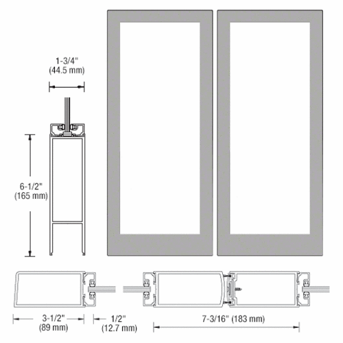 Class II Clear Anodized Blank Pair 72" x 84" Series 400 Medium Stile Offset Hung Entrance Door- No Prep