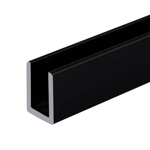 CRL SDCD3812MBL Matte Black Frameless Shower Door Aluminum Deep U-Channel for 3/8" Thick Glass - 144" Length