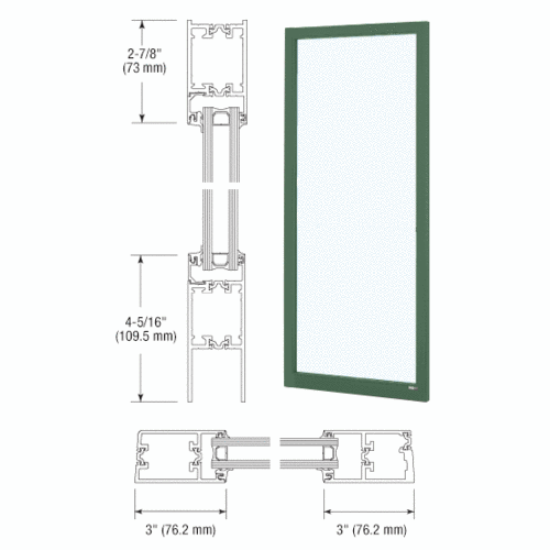 Custom Anodized Custom Blank Single Series 250T Narrow Stile Offset Hung Thermal Entrance Door - No Prep