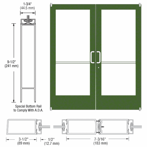 Hartford Green KYNAR Paint Standard Pair 72" x 84" Series 400 Medium Stile Offset Pivot Entrance Door