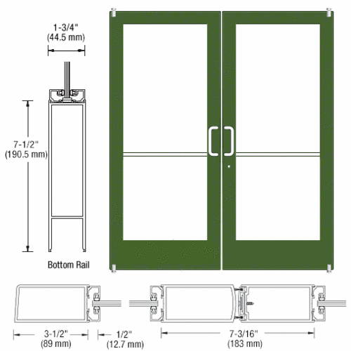 Custom Anodized Custom Pair Series 400 Medium Stile Offset Pivot Entrance Doors for Surface Mount Door Closers
