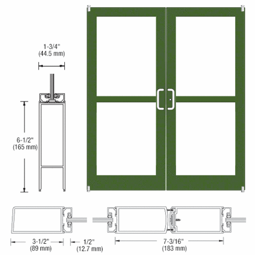 Custom Anodized Custom Pair Series 400 Medium Stile Offset Pivot Entrance Doors For Panics for Surface Mount Door Closers