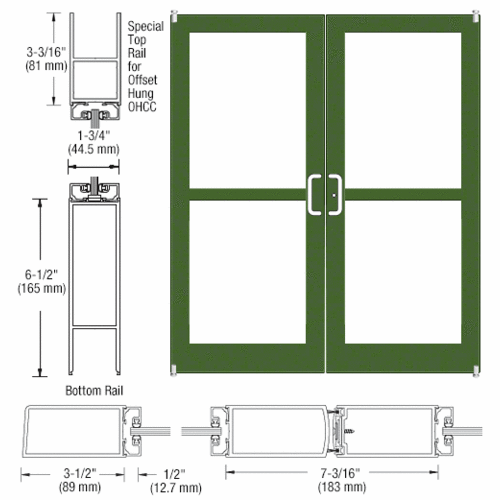 Custom Anodized Custom Pair Series 400 Medium Stile Offset Pivot Entrance Doors For Panics and Overhead Concealed Door Closers