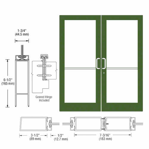 Custom Anodized Custom Pair Series 400 Medium Stile Geared Hinge Entrance Doors for Surface Mount Door Closers