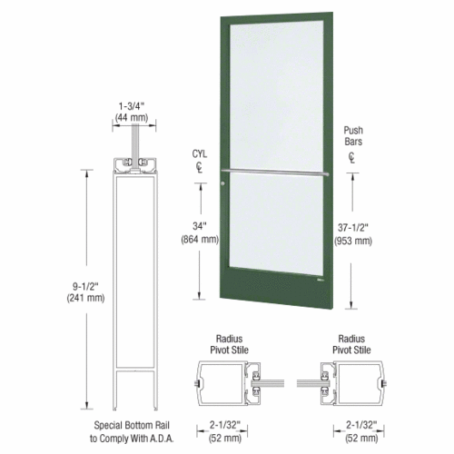 Custom Anodized Custom Single Series 250 Narrow Stile Center Pivot Entrance Door for Overhead Concealed Door Closer