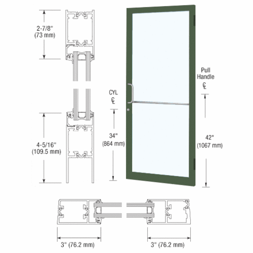 Custom Anodized Custom Single Series 250T Narrow Stile Butt Hinge Thermal Entrance Door for Surface Mount Door Closer