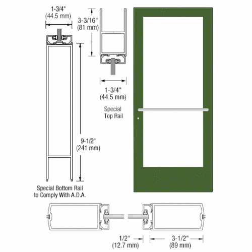 Custom Anodized Custom Single Series 400 Medium Stile Center Pivot Entrance Door for Overhead Concealed Door Closer