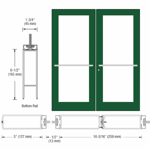 Custom Anodized Custom Pair Series 550 Wide Stile Center Pivot Entrance Door for Overhead Concealed Door Closers