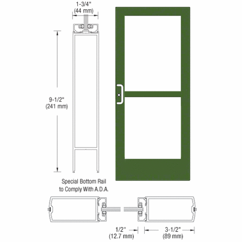 Custom Anodized Custom Single Series 400 Medium Stile Center Pivot Entrance Door With Panic for Overhead Concealed Door Closer