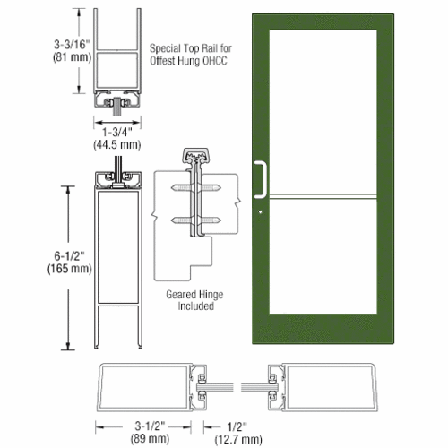 Custom Anodized Custom Single Series 400 Medium Stile Geared Hinge Entrance Door for Overhead Concealed Door Closer