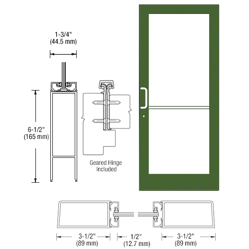 Custom Anodized Custom Single Series 400 Medium Stile Geared Hinge Entrance Door for Surface Mount Door Closer