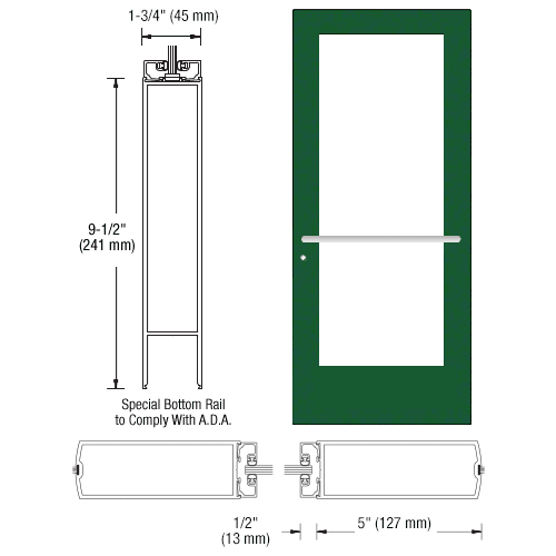 Custom Anodized Custom Single Series 550 Wide Stile Center Pivot Entrance Door for Overhead Concealed Door Closer