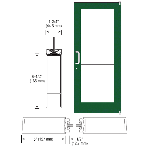 Custom Anodized Custom Single Series 550 Wide Stile Offset Pivot Entrance Door for Surface Mount Door Closer