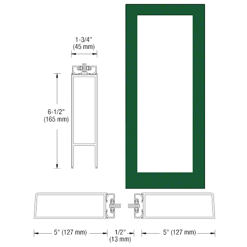 Hartford Green KYNAR Paint Custom Size Single Blank 550 Wide Offset Hung Entrance Door- No Prep