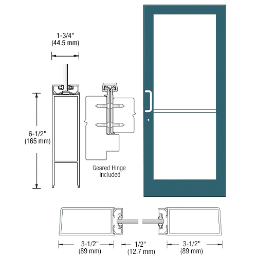 Custom KYNAR Paint Custom Single Series 400 Medium Stile Geared Hinge Entrance Door for Surface Mount Door Closer