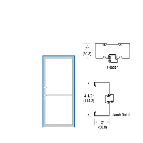 CRL-U.S. Aluminum 0B71511 Custom Size Clear Anodized Class 1 Series 451 Open Back Butt Hinge Up and Over Frame Complete (1F)