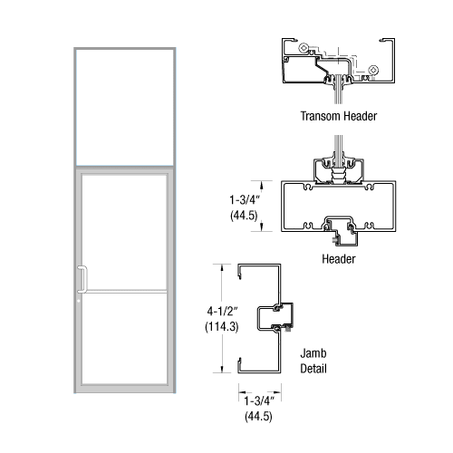 CRL-U.S. Aluminum 0B61511 Custom Sized Clear Anodized Series 450 Open Back Butt Hinge Transom Frame Complete (1FT)