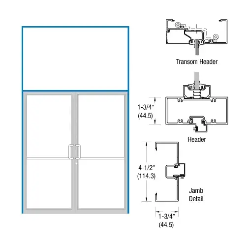 CRL-U.S. Aluminum 0B62211 Custom Sized Clear Anodized Series 450 Open Back Offset Pivot Transom Frame Complete (2FT)