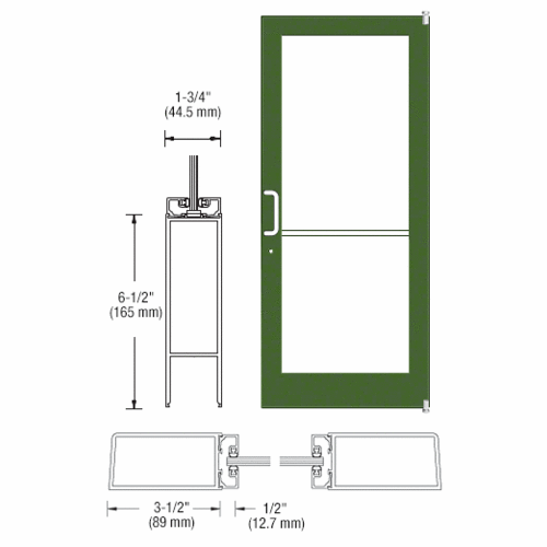 Custom Anodized Custom Single Series 400 Medium Stile Offset Pivot Entrance Door for Surface Mount Door Closers